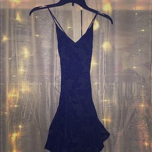 Black A-line party dress.